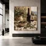 Olive Green & Burgundy Square Wine Olive Kitchen Wall Art Canvas Print - Image 5