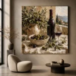 Olive Green & Burgundy Square Wine Olive Kitchen Wall Art Canvas Print - Image 6