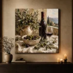Olive Green & Burgundy Square Wine Olive Kitchen Wall Art Canvas Print - Image 7