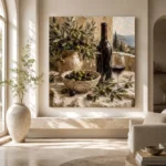 Olive Green & Burgundy Square Wine Olive Kitchen Wall Art Canvas Print - Image 8