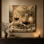 Deep Burgundy & Muted Beige Square Wine Olive Kitchen Wall Art Canvas Print - Image 7