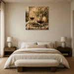 Deep Burgundy & Muted Beige Square Wine Olive Kitchen Wall Art Canvas Print showcased in an elegant minimalist interior