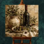 Olive Green, Burgundy & Sage Artisan Wine Olive Kitchen Wall Art Canvas Print - Image 2