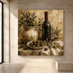 Olive Green, Burgundy & Sage Artisan Wine Olive Kitchen Wall Art Canvas Print - Image 3