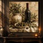 Olive Green, Burgundy & Sage Artisan Wine Olive Kitchen Wall Art Canvas Print - Image 4
