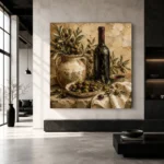 Olive Green, Burgundy & Sage Artisan Wine Olive Kitchen Wall Art Canvas Print - Image 5