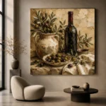 Olive Green, Burgundy & Sage Artisan Wine Olive Kitchen Wall Art Canvas Print - Image 6