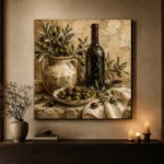 Olive Green, Burgundy & Sage Artisan Wine Olive Kitchen Wall Art Canvas Print - Image 7