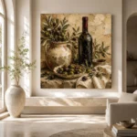 Olive Green, Burgundy & Sage Artisan Wine Olive Kitchen Wall Art Canvas Print - Image 8