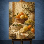 Ochre & Terracotta Mediterranean Fruit Kitchen Wall Art Canvas Print - Image 2