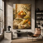Ochre & Terracotta Mediterranean Fruit Kitchen Wall Art Canvas Print - Image 3