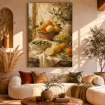 Ochre & Terracotta Mediterranean Fruit Kitchen Wall Art Canvas Print - Image 8