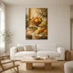 Ochre & Terracotta Mediterranean Fruit Kitchen Wall Art Canvas Print styled in a refined neutral interior