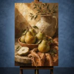 Pear Green & Terracotta Fruit Kitchen Wall Art Canvas Print - Image 2