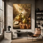 Pear Green & Terracotta Fruit Kitchen Wall Art Canvas Print - Image 3