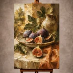 Fig purple and sage Fruit Kitchen Wall Art print for elegant interiors. No text or watermarks in design.