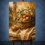 Ochre & Apricot Basket Fruit Kitchen Wall Art Canvas Print - Image 2