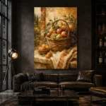 Ochre & Apricot Basket Fruit Kitchen Wall Art Canvas Print - Image 4