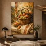 Ochre & Apricot Basket Fruit Kitchen Wall Art Canvas Print - Image 5
