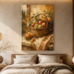 Ochre & Apricot Basket Fruit Kitchen Wall Art Canvas Print - Image 6