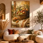 Ochre & Apricot Basket Fruit Kitchen Wall Art Canvas Print - Image 8