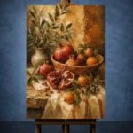 Burnished Ochre Pomegranate Fruit Kitchen Wall Art Canvas Print - Image 2