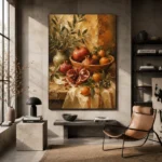 Burnished Ochre Pomegranate Fruit Kitchen Wall Art Canvas Print - Image 3
