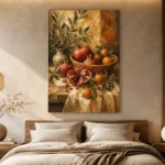 Burnished Ochre Pomegranate Fruit Kitchen Wall Art Canvas Print - Image 6