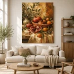 Burnished Ochre Pomegranate Fruit Kitchen Wall Art Canvas Print - Image 7