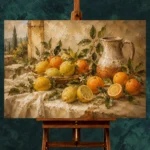 Ochre & Muted Gold Citrus Fruit Kitchen Wall Art Canvas Print - Image 2