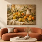 Ochre & Muted Gold Citrus Fruit Kitchen Wall Art Canvas Print - Image 3