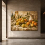 Ochre & Muted Gold Citrus Fruit Kitchen Wall Art Canvas Print - Image 5