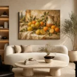 Ochre & Muted Gold Citrus Fruit Kitchen Wall Art Canvas Print - Image 6