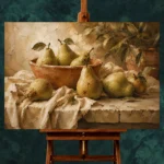 Sage Green & Terracotta Pear Fruit Kitchen Wall Art Canvas Print - Image 2