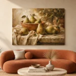Sage Green & Terracotta Pear Fruit Kitchen Wall Art Canvas Print - Image 3