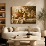 Sage Green & Terracotta Pear Fruit Kitchen Wall Art Canvas Print - Image 6