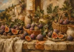 Fig Purple & Olive Mediterranean Fruit Kitchen Wall Art Canvas Print