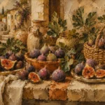 Fig Purple & Olive Mediterranean Fruit Kitchen Wall Art Canvas Print