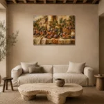 Fig Purple & Olive Mediterranean Fruit Kitchen Wall Art Canvas Print presented in a sophisticated home setting