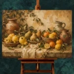 Ochre & Moss Green Harvest Fruit Kitchen Wall Art Canvas Print - Image 2