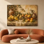 Ochre & Moss Green Harvest Fruit Kitchen Wall Art Canvas Print - Image 3