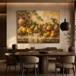 Ochre & Moss Green Harvest Fruit Kitchen Wall Art Canvas Print - Image 4