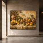Ochre & Moss Green Harvest Fruit Kitchen Wall Art Canvas Print - Image 5