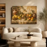 Ochre & Moss Green Harvest Fruit Kitchen Wall Art Canvas Print - Image 6