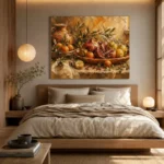 Ochre & Muted Crimson Pomegranate Fruit Kitchen Wall Art Canvas Print - Image 8