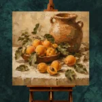 Ochre & Terracotta Apricot Fruit Kitchen Wall Art Canvas Print - Image 2