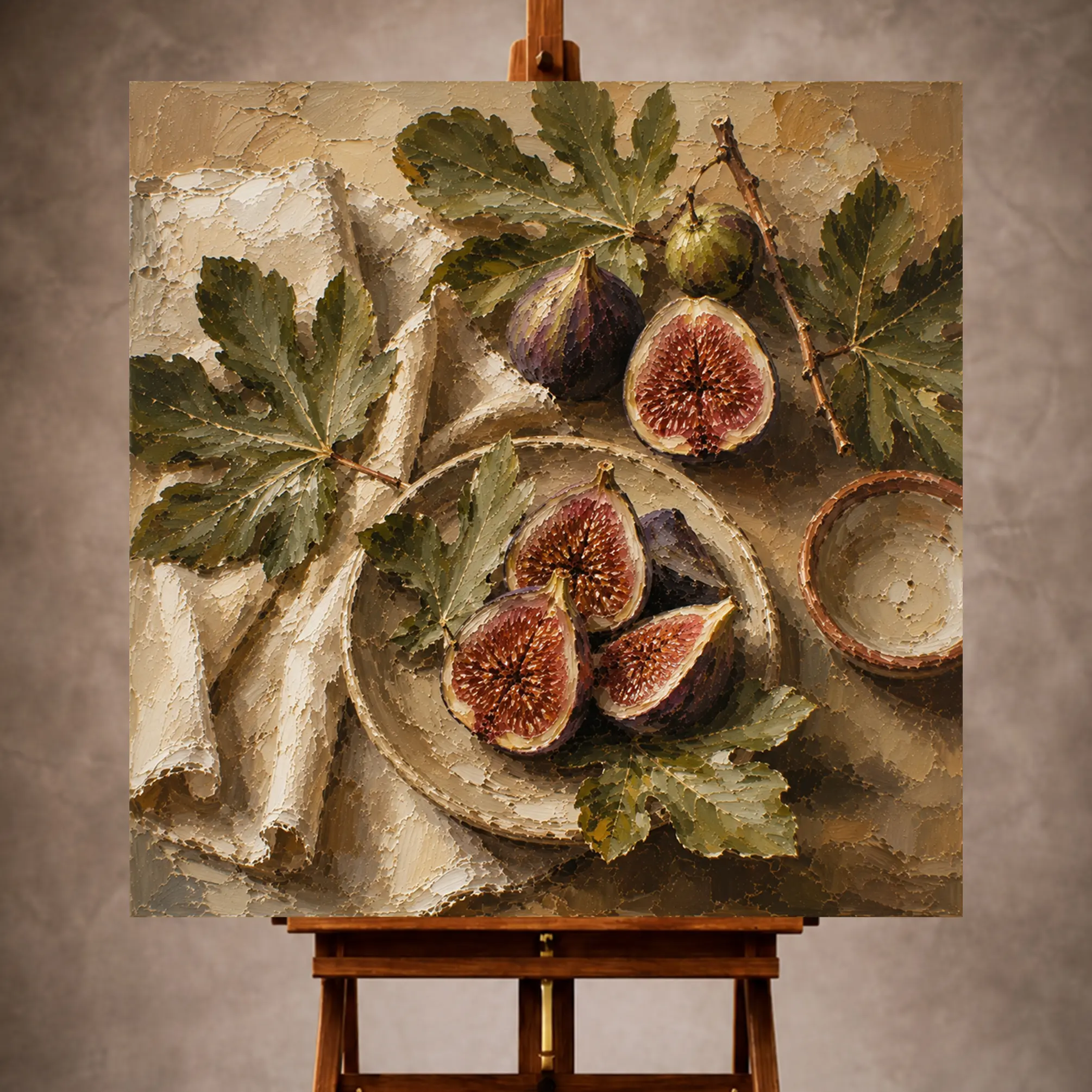 Premium Wall Art Kare Html Edition – KITCHENWALL047 Image 1 Deep fig and olive green Fruit Kitchen Wall Art print for elegant interiors. No text or watermarks in design.