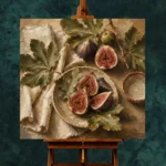 Deep Fig & Olive Green Fruit Kitchen Wall Art Canvas Print - Image 2