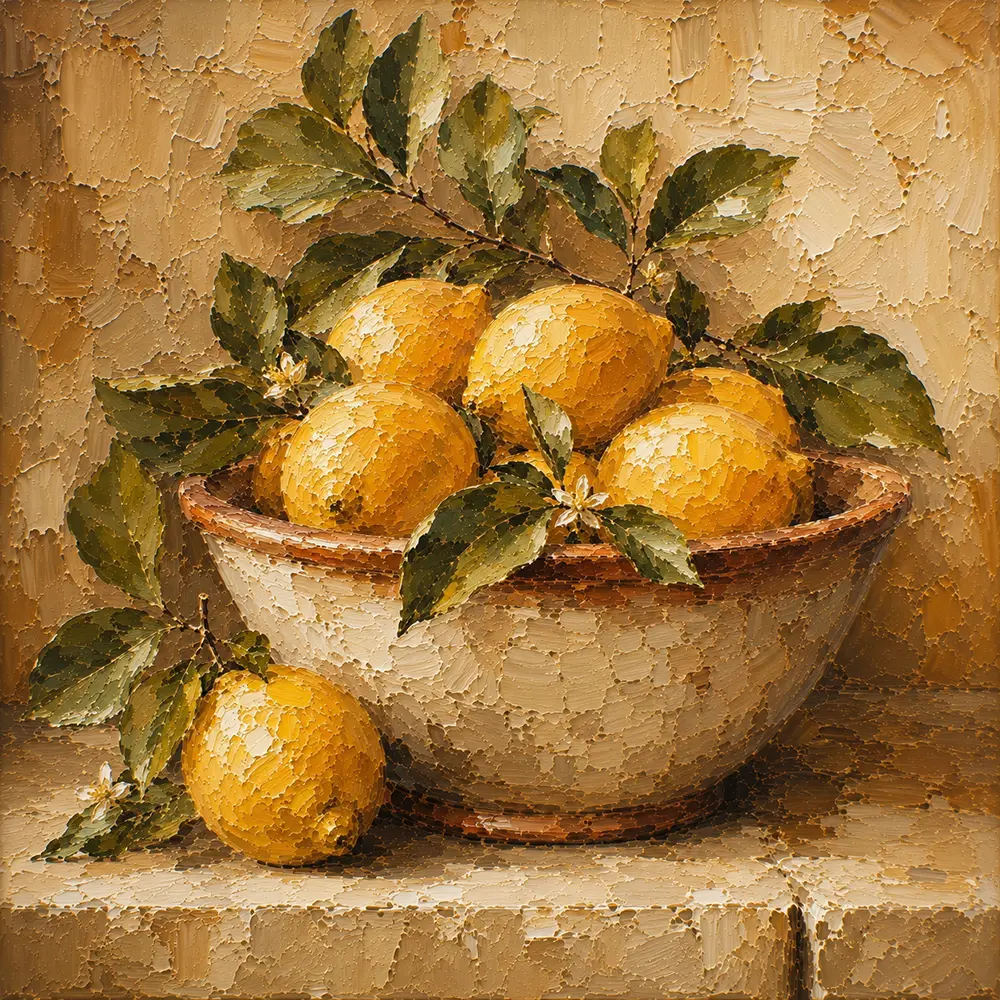 Golden Ochre Citrus Fruit Kitchen Wall Art Canvas Print
