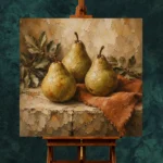 Pear Green & Terracotta Old-World Fruit Kitchen Wall Art Canvas Print - Image 2
